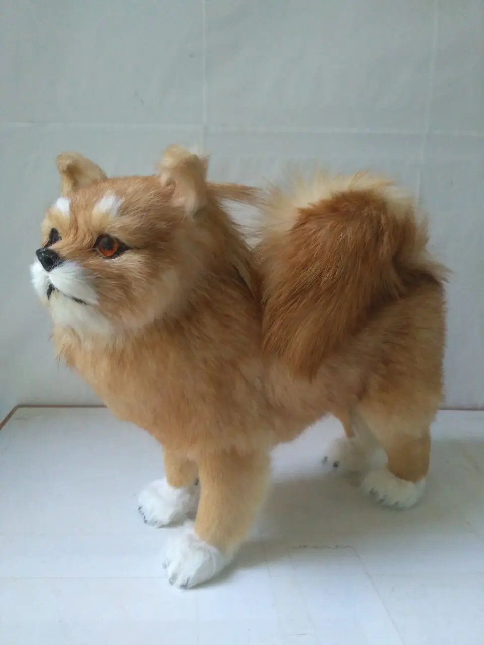 big simulation brown dog model plastic & furs Pomeranian about 28x24cm 1663