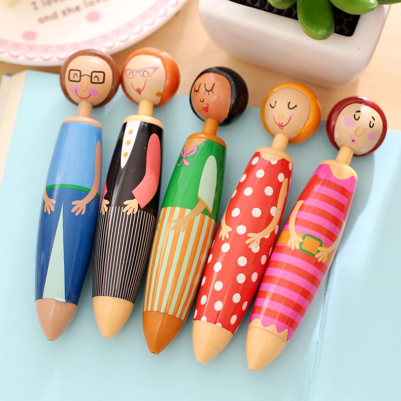 

M&G Creative Retractable Ball-point Pen Cartoon Cute Girl Little Puppet Doll Pen Figurines Promotion Pen Blue Ink.