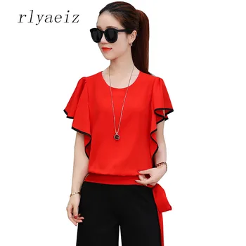 

Rlyaeiz Fashion 2 Piece Set Women Pure Color Blouse + Calf-length Pants 2018 Summer Casual Loose Short Sleeve Women Tracksuit