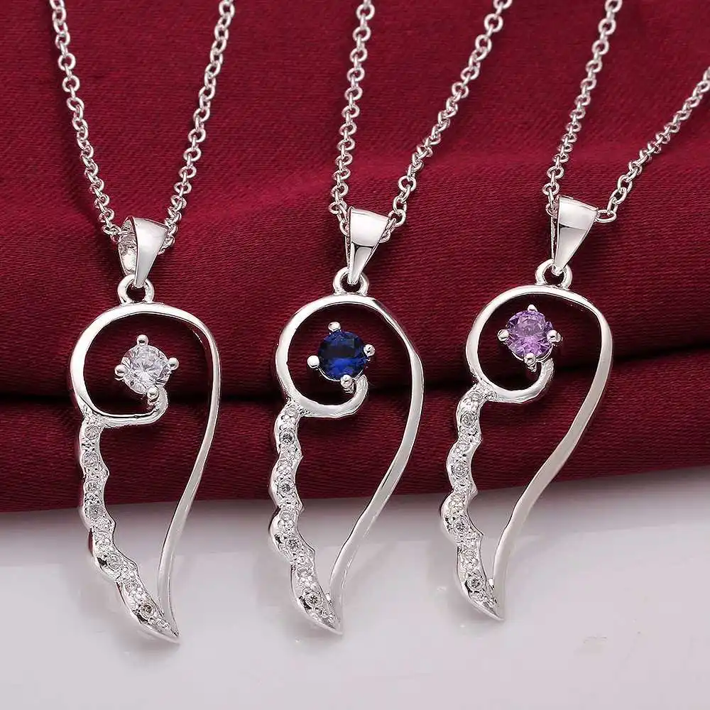 Christmas Gift!!Wholesale 925 Silver Necklaces Bridal Sterling Jewelry thinking purple stone Necklace SMTN635 | Украшения и