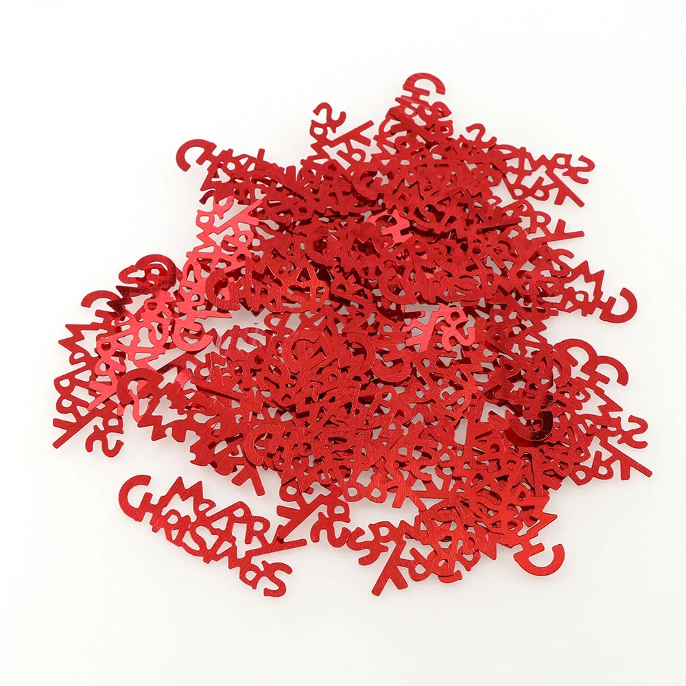 

15g Red Color 40*15mm Merry Christmas Character Confetti Tinfoil Sequins Christmas Gift DIY Home Decoration