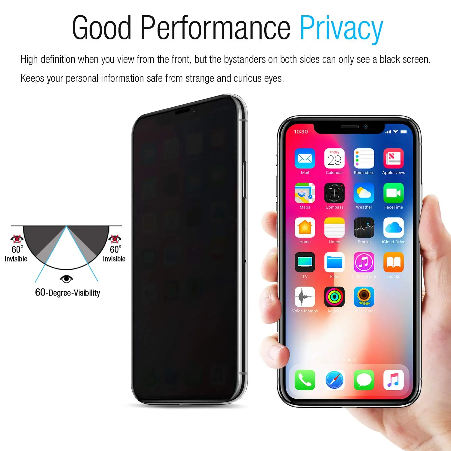 For IPhone XS MAX 7 8 6s Plus XR 9H Golden Armor Full Cover Anti-Peep Glare Privacy Tempered Glass Screen Protector Front Film