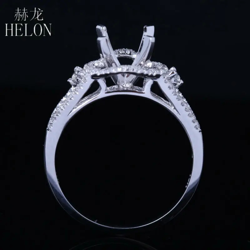Helon 6.5 мм Круглый Solid 10 К White Gold Pave 0.25ct натуральным алмазы полу крепление Обручение свадебные женские Ювелирные украшения кольцо