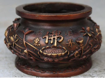 

WBY 1214+++4" Chinese Buddhism Bronze Copper FengShui Lotus Incense Burner Censer Statue