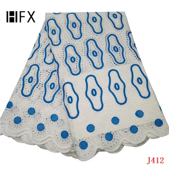 

HFX Swiss Voile Lace In Switzerland High Quality 2019 White+Blue Voile Lace Swiss Lace African lace African Dress For Women J412