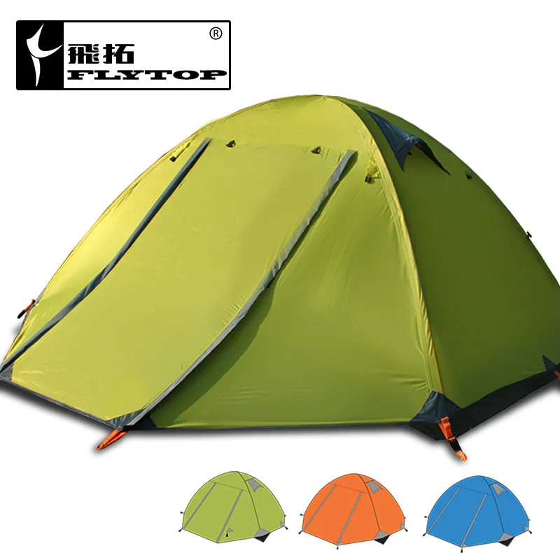 

FLYTOP outdoor camping 3 persons tent double-layer double-door aluminum pole anti-storm Rain tent FTZ3001