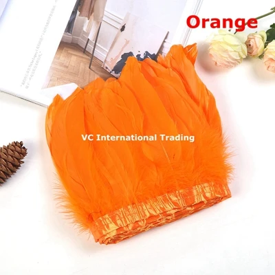 Украшение из гусиных перьев 10 м/лот окрашенная Желтый гусиное перо ленты 15-20 см коленке перо полос ткани кружева - Цвет: orange