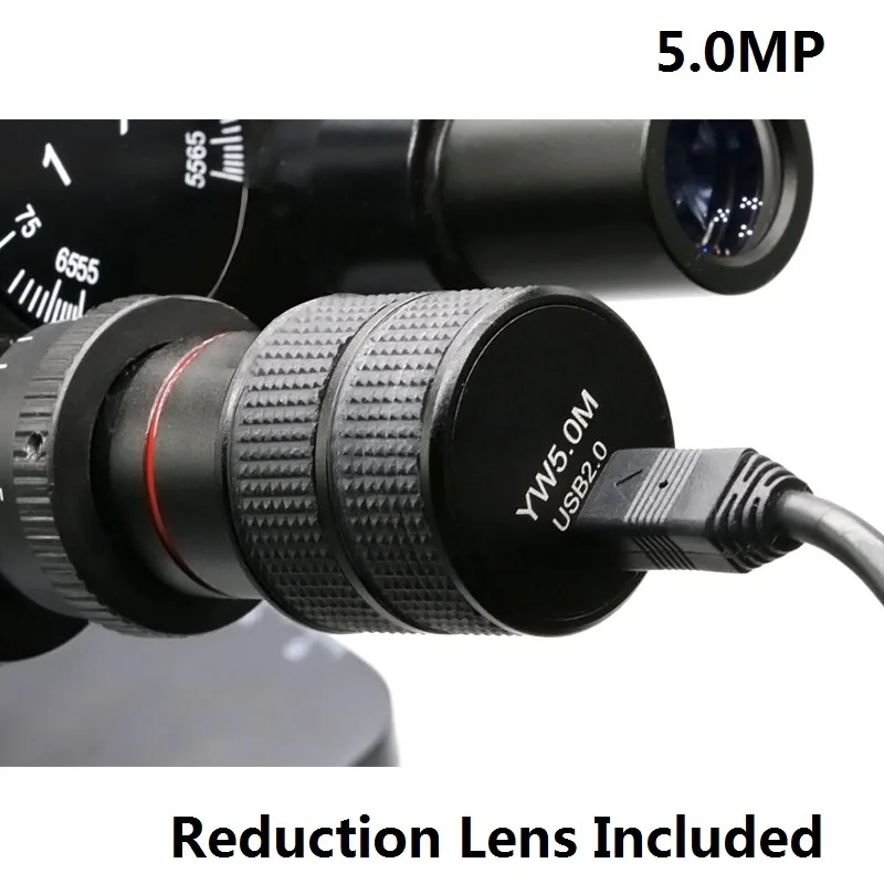  5MP USB Camera Microscope Electronic Digital Eyepiece Stereo Biological Microscope with 0.5X Reduct