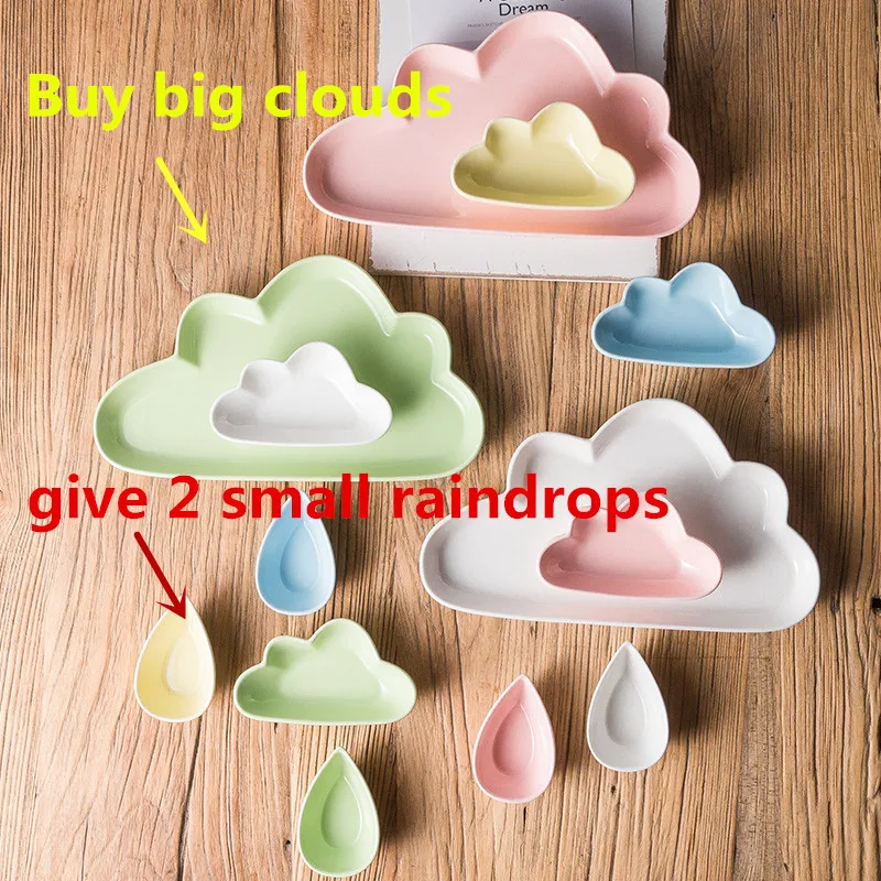 Eco-friendly Ceramic Cloud shape Dinnerware Set Breakfast Food Tray (1)_