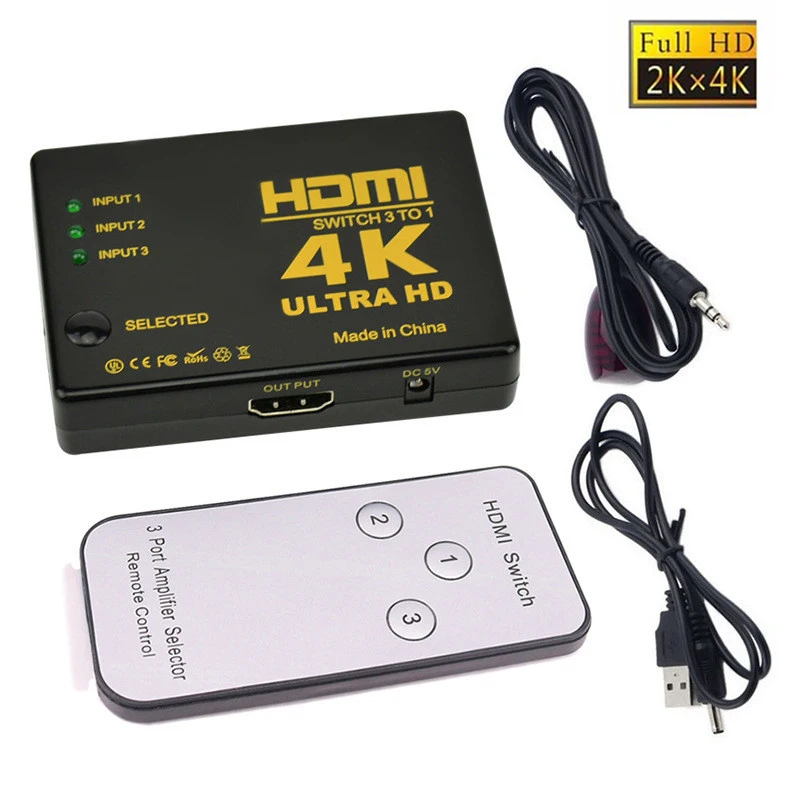 4K* 2K 3x1 HDMI переключатель сплиттер 3 в 1 выход HDTV аудио видео конвертер адаптер с пультом дистанционного управления для XBOX360 DVD PS3 проектор