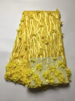 

Newest Modern Design French Lace Fabric African 3D Flower Embroidery Tulle Lace Fabric For Nigerian Woman Clothes Dress J25-3