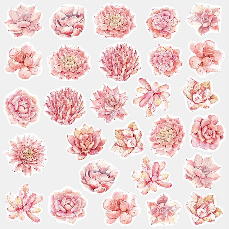 

Pink Succulents Stickers Cute plant Diary Label Paper Stickers Pack Decoration DIY Stickers school supplies escolar