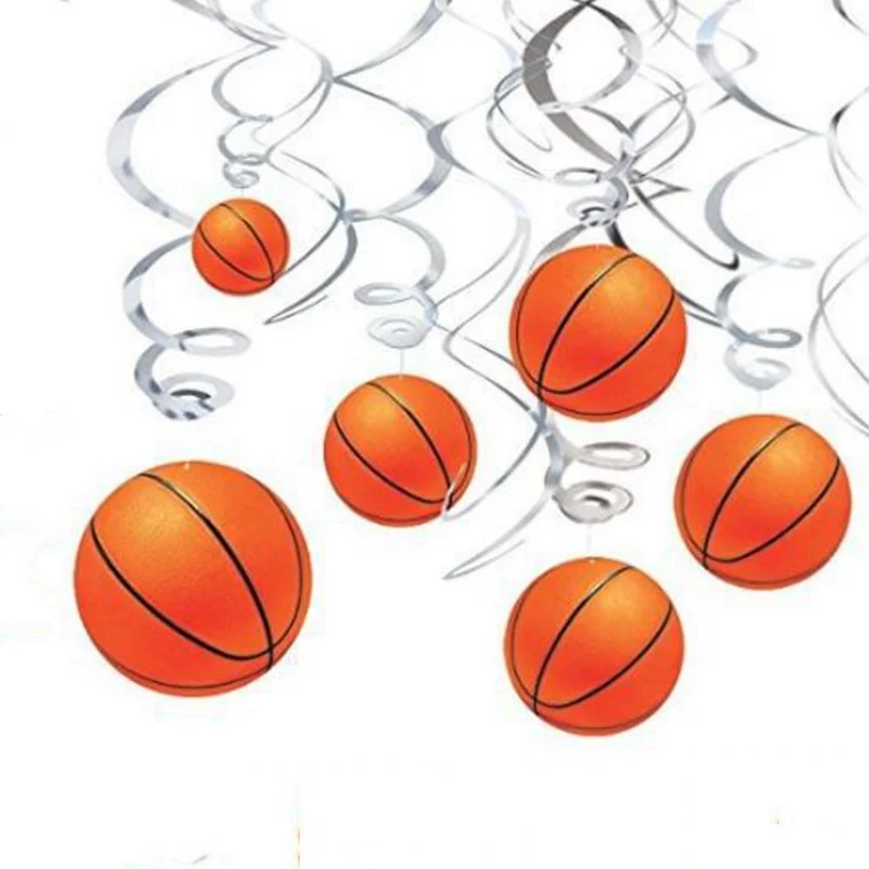 

12pcs/set Creative fun basketball Birthday Hanging Swirls Decorations Paper Danglers Spiral Birthday Party decoration