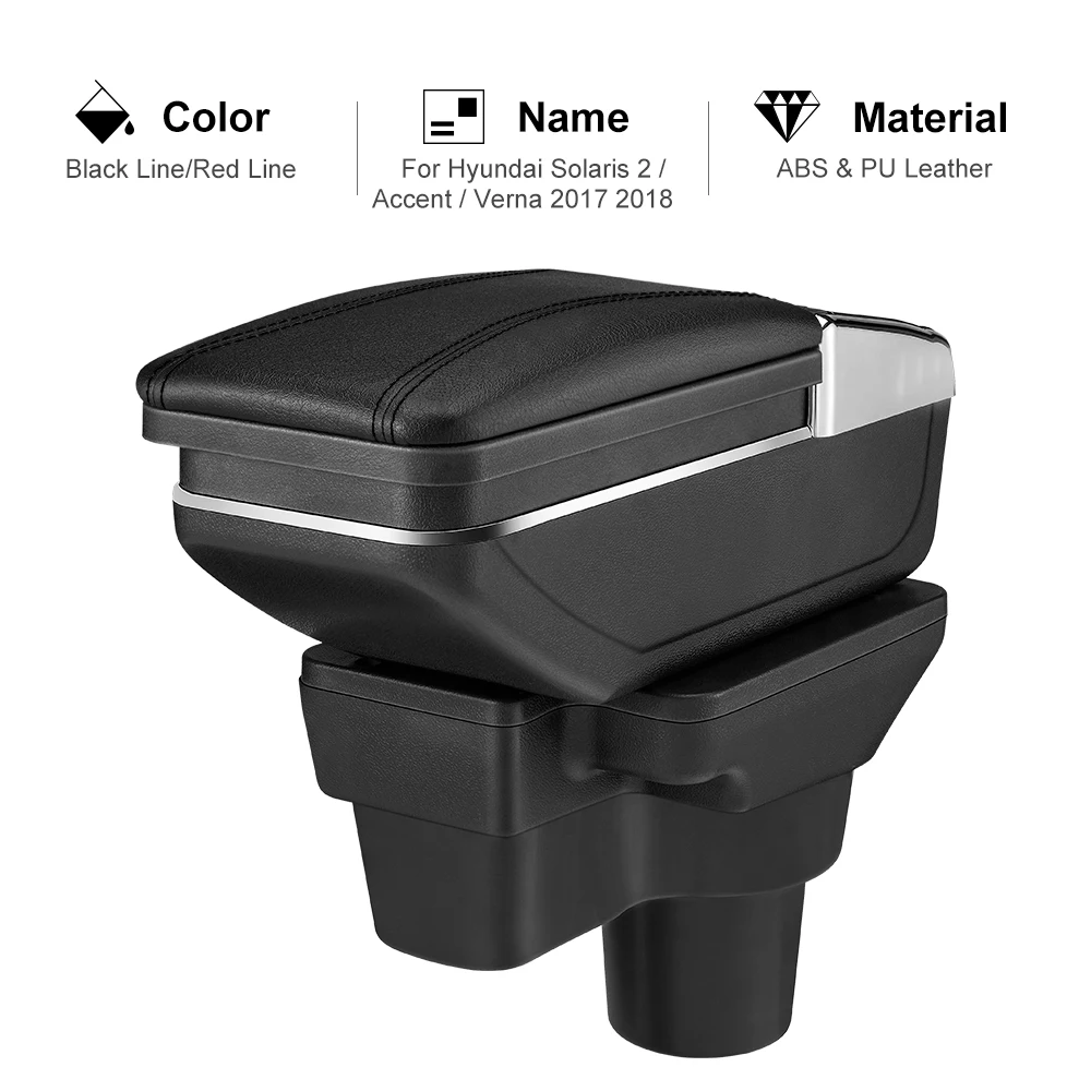

For Hyundai Solaris 2 Accent Verna 2017 2018 Rotatable Armrest Box Center Console Storage Box