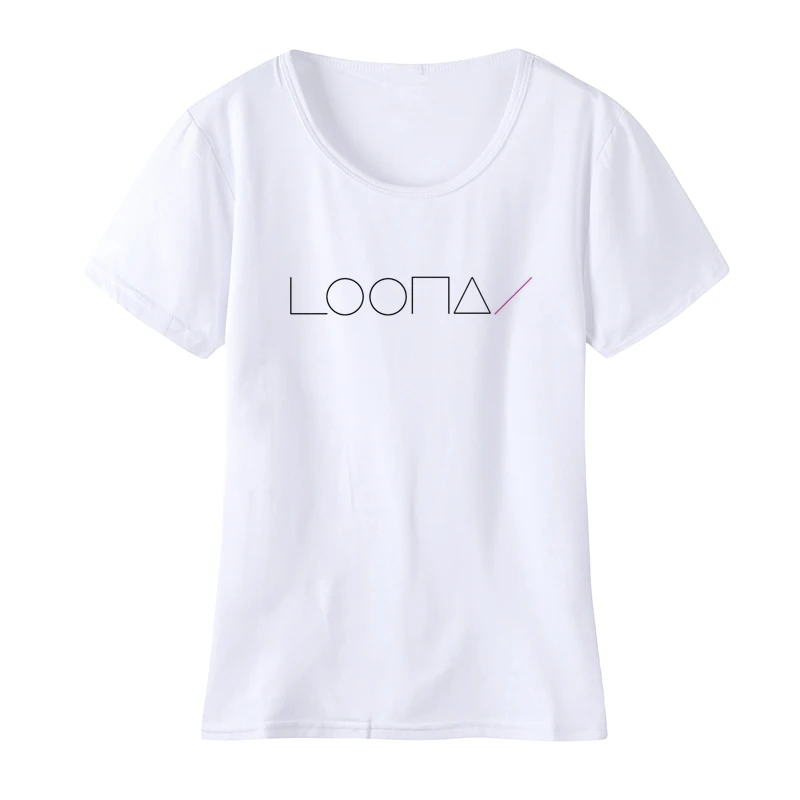 LOONA футболка женская с принтом короткий рукав Харадзюку Повседневная футболка стильная Kpop круглый воротник мягкая летняя одежда Poleras Mujer
