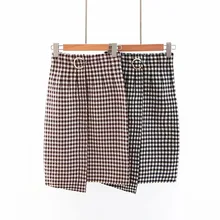 Модные женские туфли Z0912T8 темперамент Европа и США осень в клетку; вязаные юбки#6021