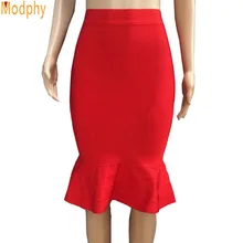 Женская бандажная юбка, сплошной цвет, хорошая эластичная юбка-труба/юбка-Русалка HL414