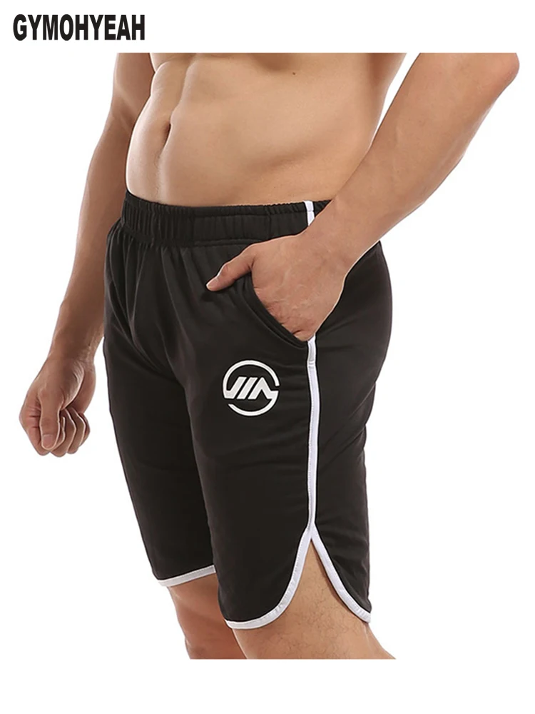 GYMOHYEAH для мужчин's тренажерные залы шорты для фитнеса бодибилдинга сжатия и быстрое высыхание печатных повседневные шорты Высокое качество Мужская одежда