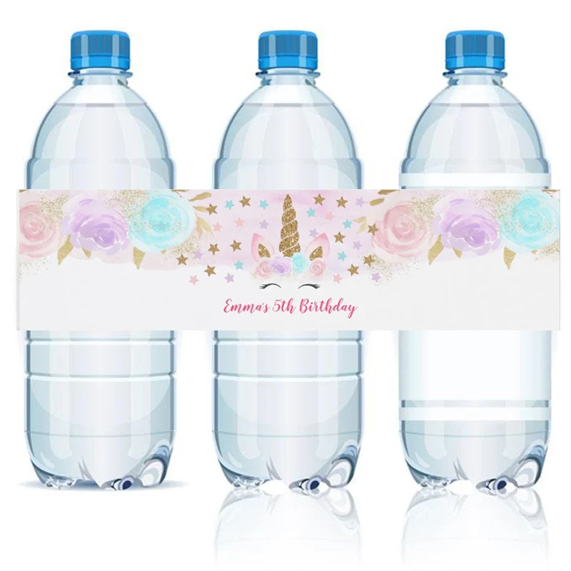 customized personalized unicorn water bottle labels unicorn party decor