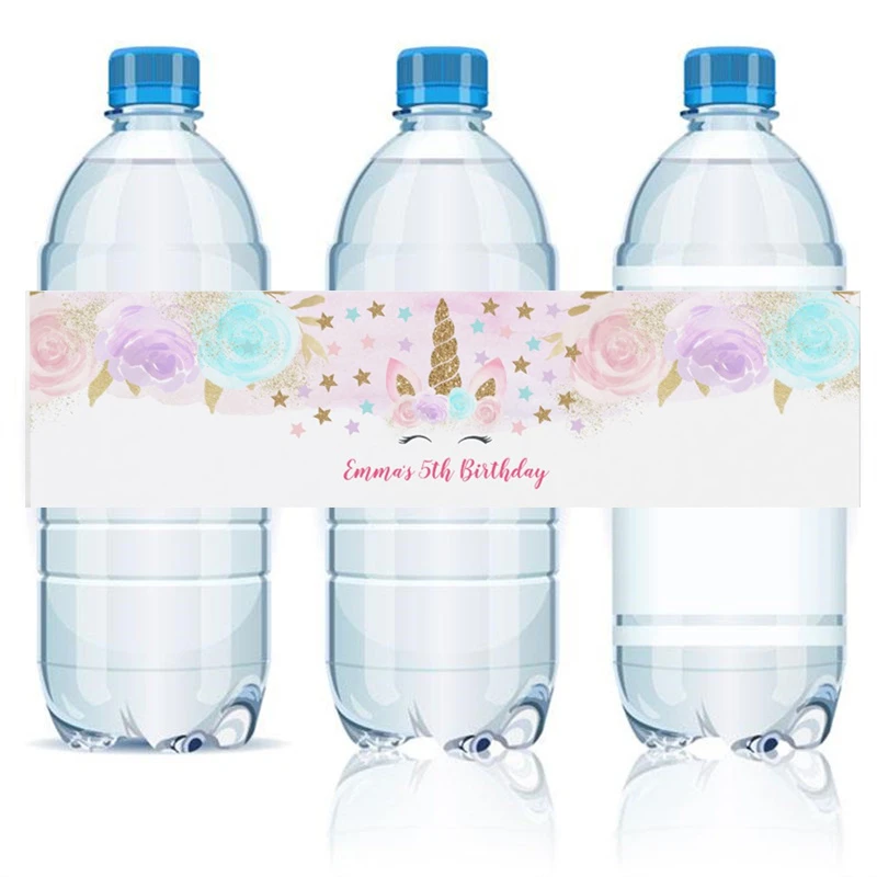 Customized Personalized Unicorn Water Bottle Labels Unicorn Party Decor Printable Water Bottle Labels Party Diy Decorations Aliexpress