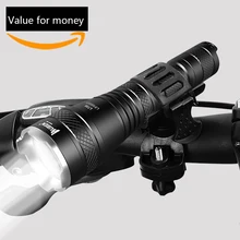 WUBEN Zoomable LED Flashlight 1200 LM Real Test Super Bright USB Rechargeable Waterproof IPX8 Torch + Bicycle Mount + Battery