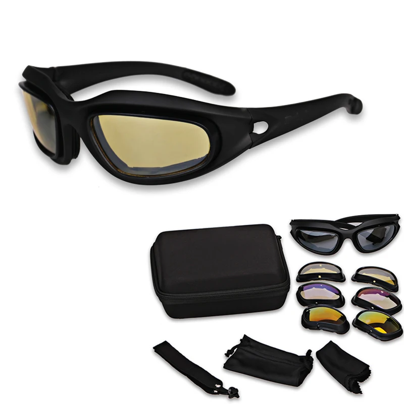 

Moto Motorcycle Desert Airsoft Goggles Military Sunglasses Polarized Hunting Shooting Goggles UV Army 4 Lens Glasses