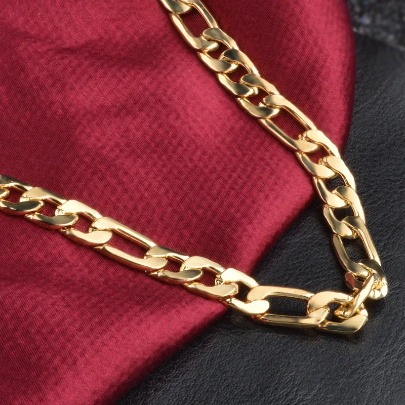 Мужское золотое ожерелье с 18 штампами, новинка, Трендовое, чистое золото, цвет 8 мм, широкая уникальная цепочка figaro, ожерелье s, мужские ювелирные изделия