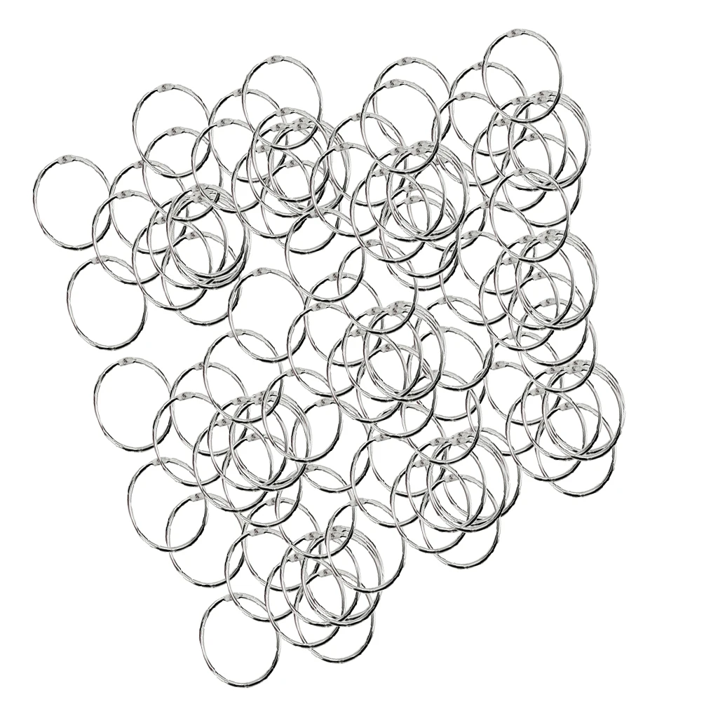 100PCS Nickel-Plated Metal Book Loose Leaf Binder Rings Clip