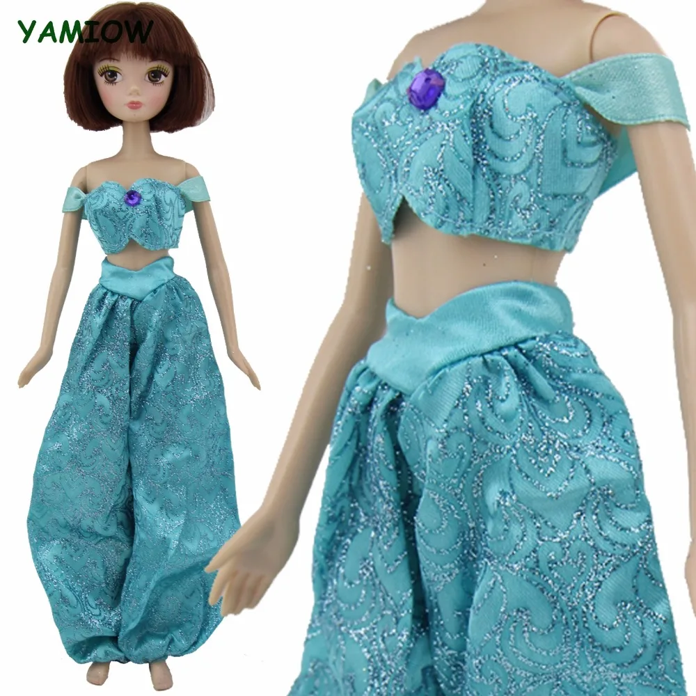 

High Quality Fairy Tale Outfit Tops Trousers Pants Copy Aladdin Jasmine Princess Clothes For Kurhn Doll 11" 11.5" Accessories