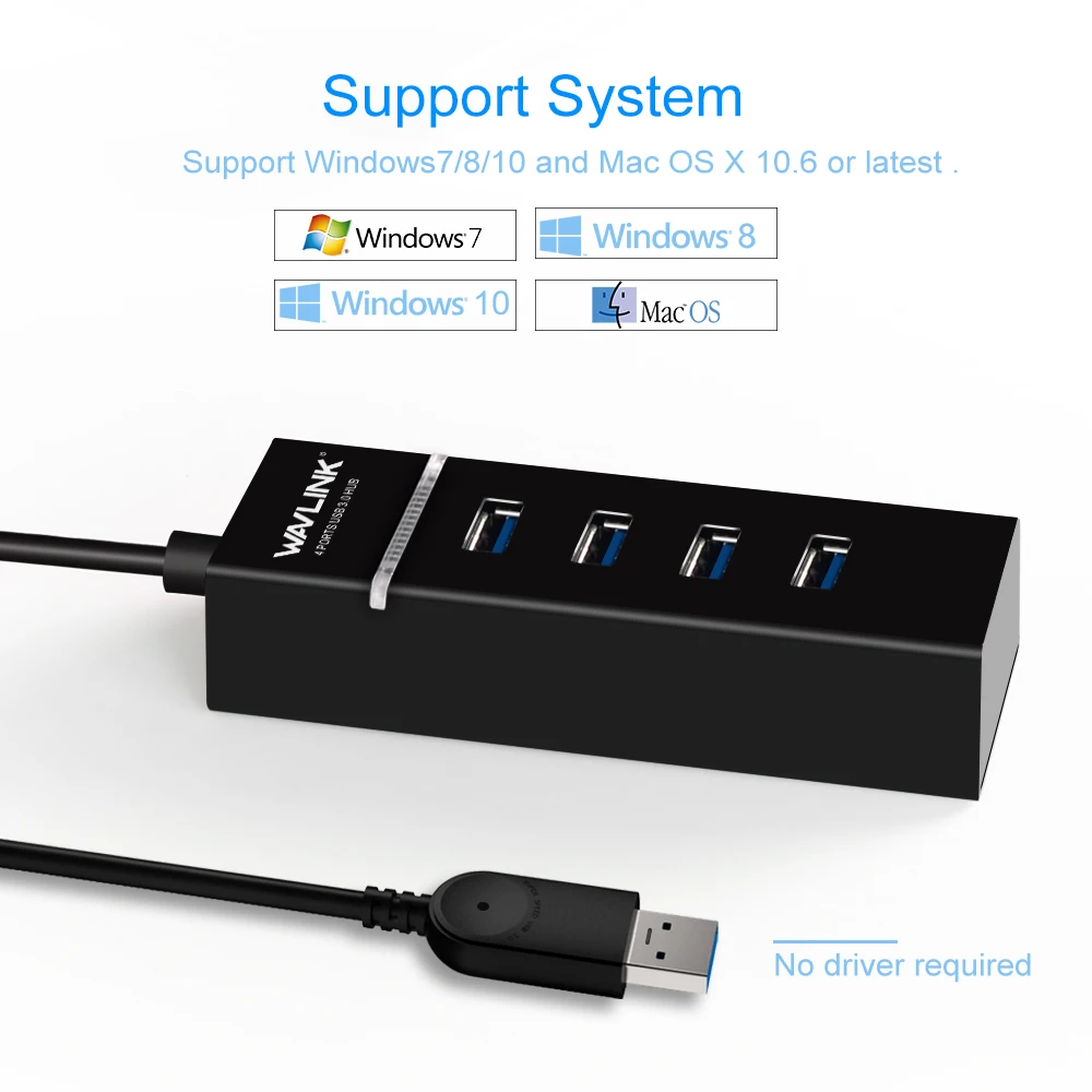 

Wavlink Portable Mini USB 3.0 Hub 4 Ports 5Gbps High Speed USB HUB LED Indicator for PC Laptop Macbook Computer Tablet Notebook