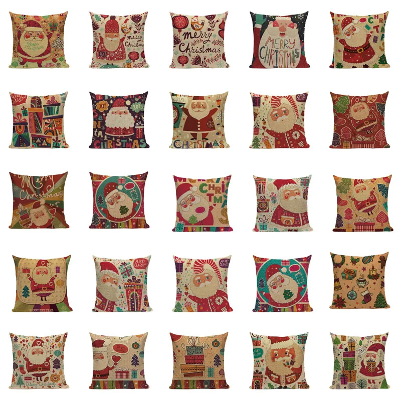 Чехол для подушки 45x45 см с рисунком деда мороза|cushion cover|cushion cover 45linen cushion |