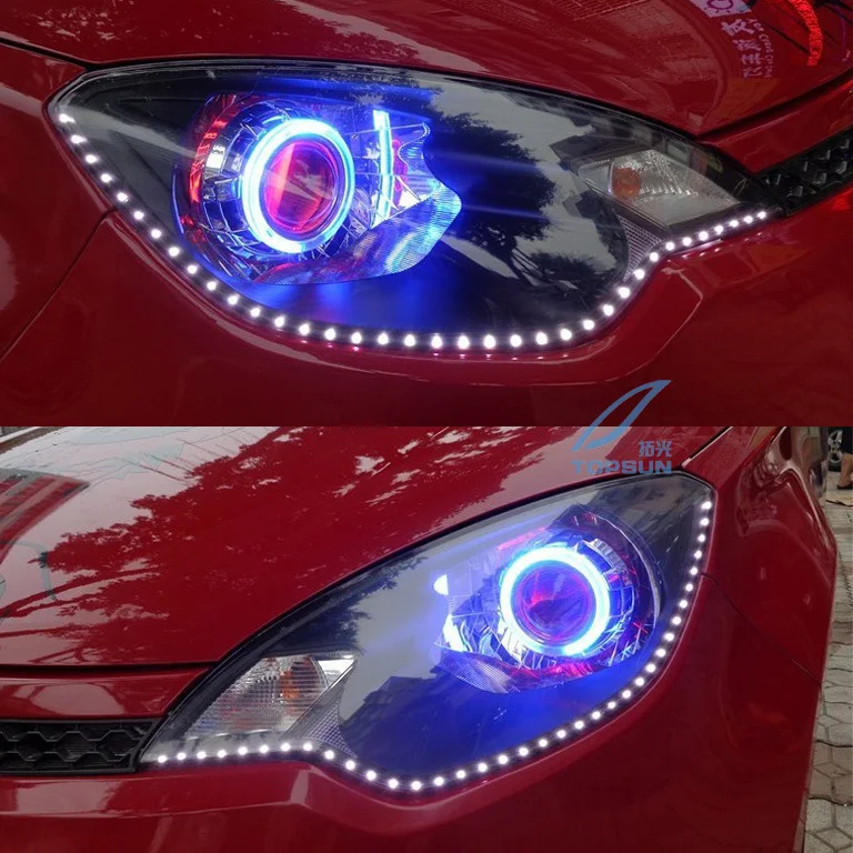 

Car Light Parts H4 Projector Lens 3 Inches Q5 Koito Bi-xenon HID with CCFL Angel Eyes and Shroud, Car Styling for headlight