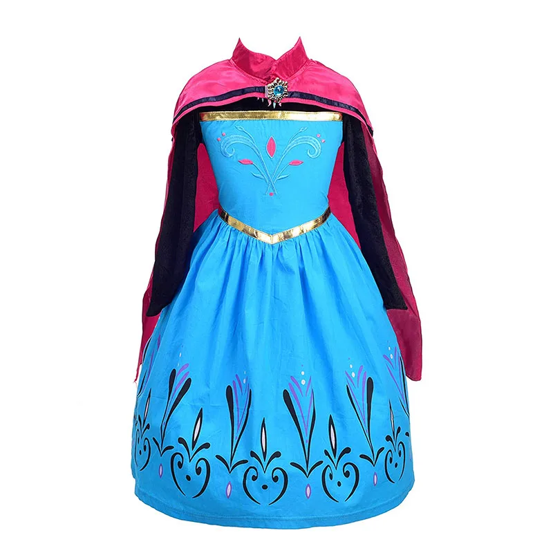 

Girls Elsa Anna Princess Dress Kids Flower Cotton Costume Snow Queen Elza Halloween Party Fancy Cosplay Dress