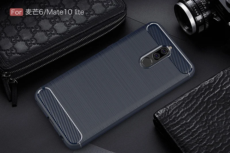 Carbon fiber brushed silicone case huawei mate 10 Lite (11)