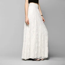 Длинная кружевная Женская юбка весна-лето эластичный пляжный с завышенной талией свадебные тонкие гофрированные юбки элегантные женские макси юбки Vestidos
