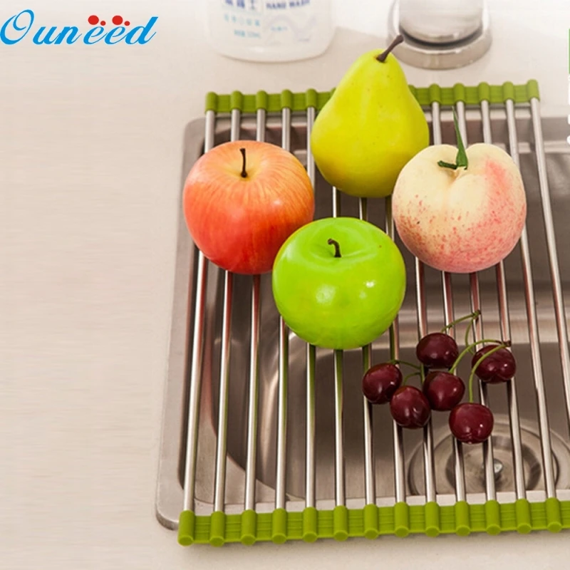 

Ouneed Happy Home Sink Storage Dish Drying Rack Holder Fruit Vegetable Drainer Colanders Kitchen 1 Piece
