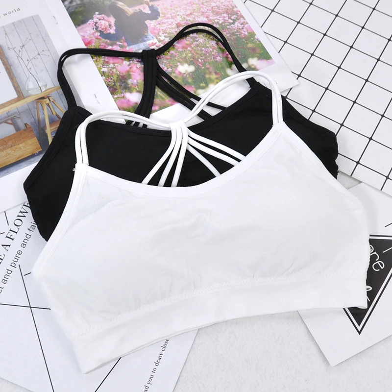 Push Up Sports Bra Yoga Fitness Tops For Womens Gym Running Top Padded Bra Athletic Vest Underwear Shockproof Strappy Sports Top