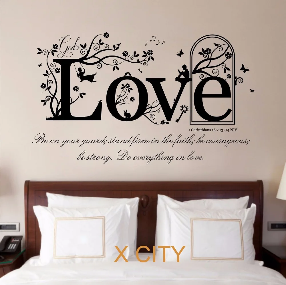 LOVE The Shield of Faith 1 Corinthians 16 v 13 14 Bible Quote LOVE The Shield of Faith 1 Corinthians 16 v 13 14 Bible Quote Vinyl Wall Decal Art Decor Sticker Room Stencil Mural in Wall Stickers from Home