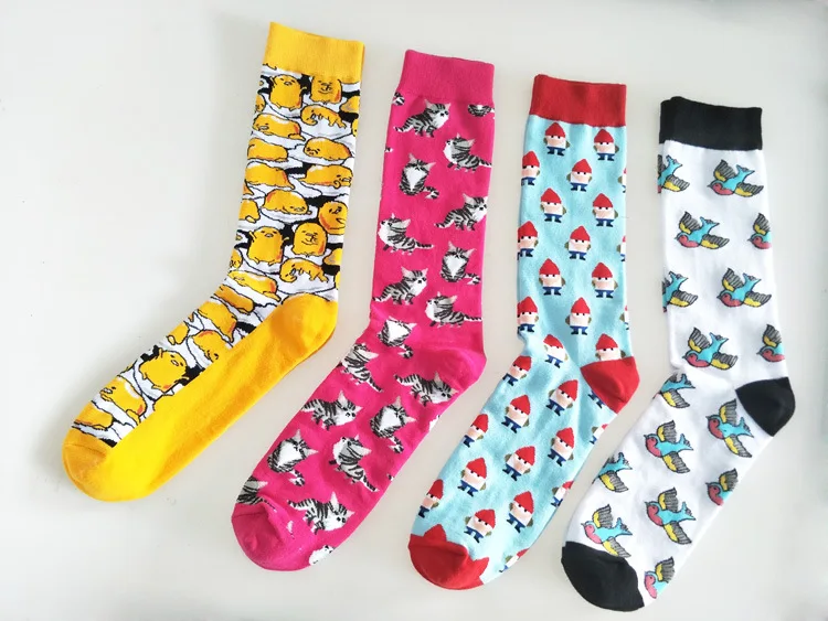 Cartoon Gudetama print socks house swallow cat cute fun men cotton sock autumn winter sporting casual absorb sweat breathable