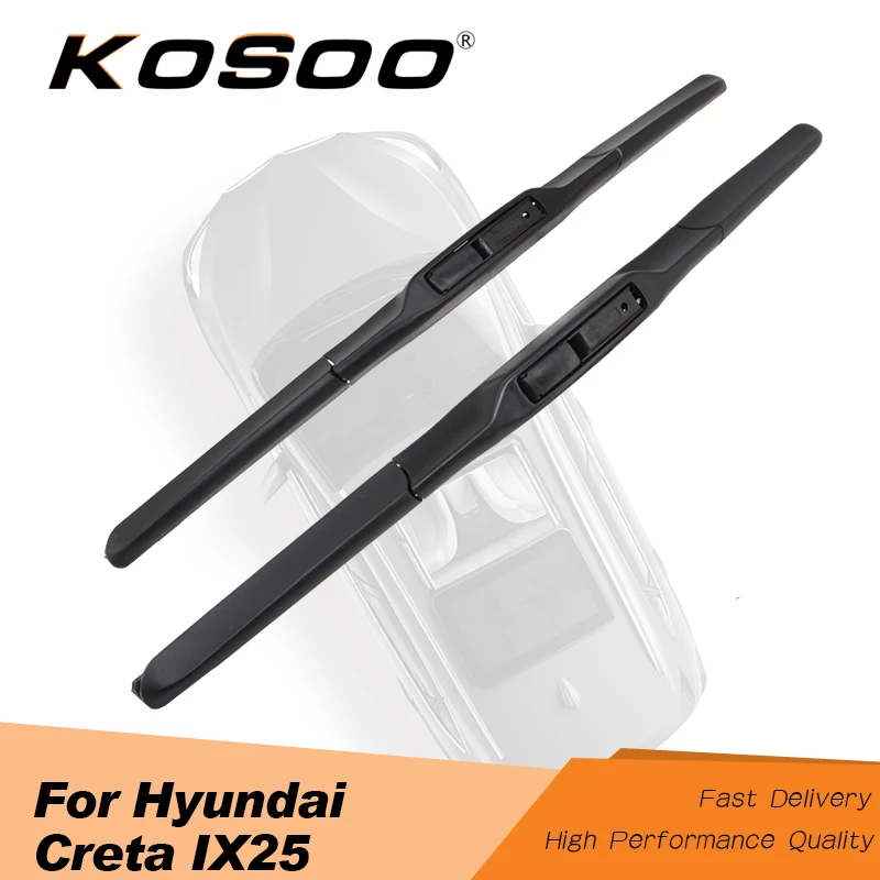 

KOSOO For Hyundai Creta ix25 24"+16" 2014 2015 2016 2017 2018 Car Wiper Blades Rubber Fit Hook Arm Auto Clean The Windshield