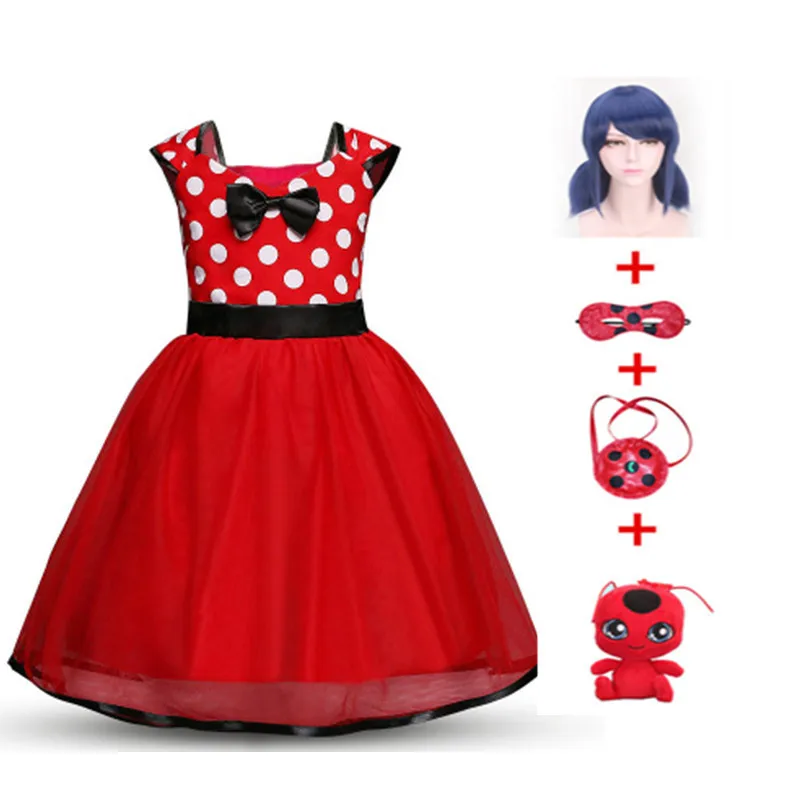 

Hot sale New Moana Ladybug Girls Dress Summer Brand Girls Clothes Lace Dot Design Baby Girls Dresses Lady bug Party Dress