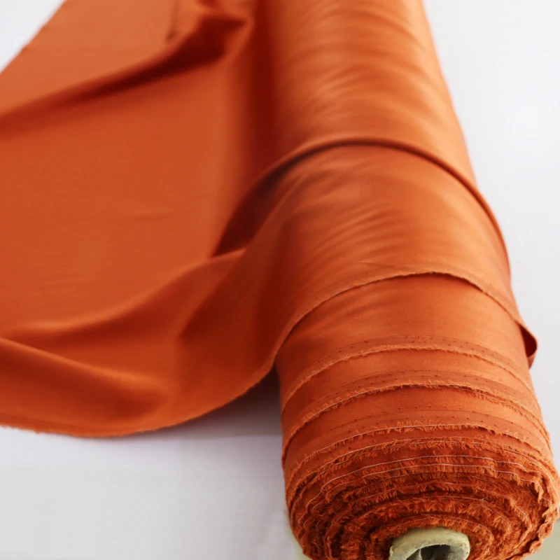 

Spandex Stretch Silk Fabric Charmeuse Satin Elegant Orange 100*110cm