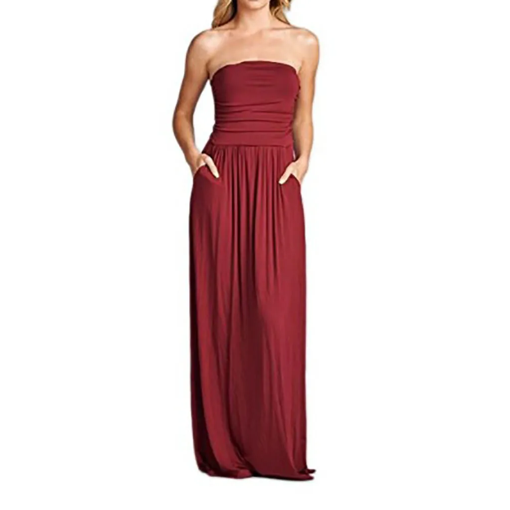 Summer Maxi Dress 2019 Women Elegant Party Long Dress Woman Party Night Strapless Dresses Summer Clothes For Women