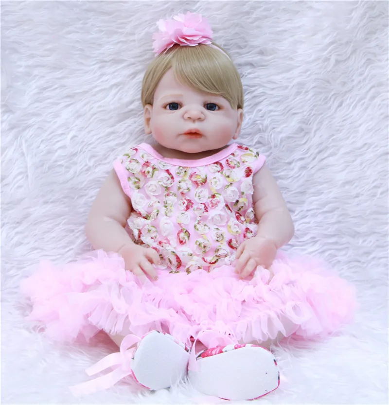 

Bebe girl reborn NPK 22" full body silicone reborn baby dolls for child gift princess dolls waterproof can sit&lie bonecas