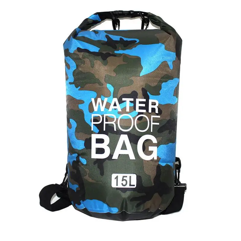 Sky Blue 15L Открытый камуфляж Портативный рафтинг сухой Дайвинг сумка Водонепроницаемый складная сумка для хранения плавательных принадлежностей для речной поход 5L/10L/15L/20L - Цвет: Sky Blue 15L