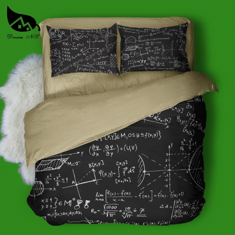 Dream NS 3D эффект принты набор пододеяльников для пуховых одеял математическая формула алгебраическое уравнение черное постельное белье Наволочка индивидуальный домашний текстиль
