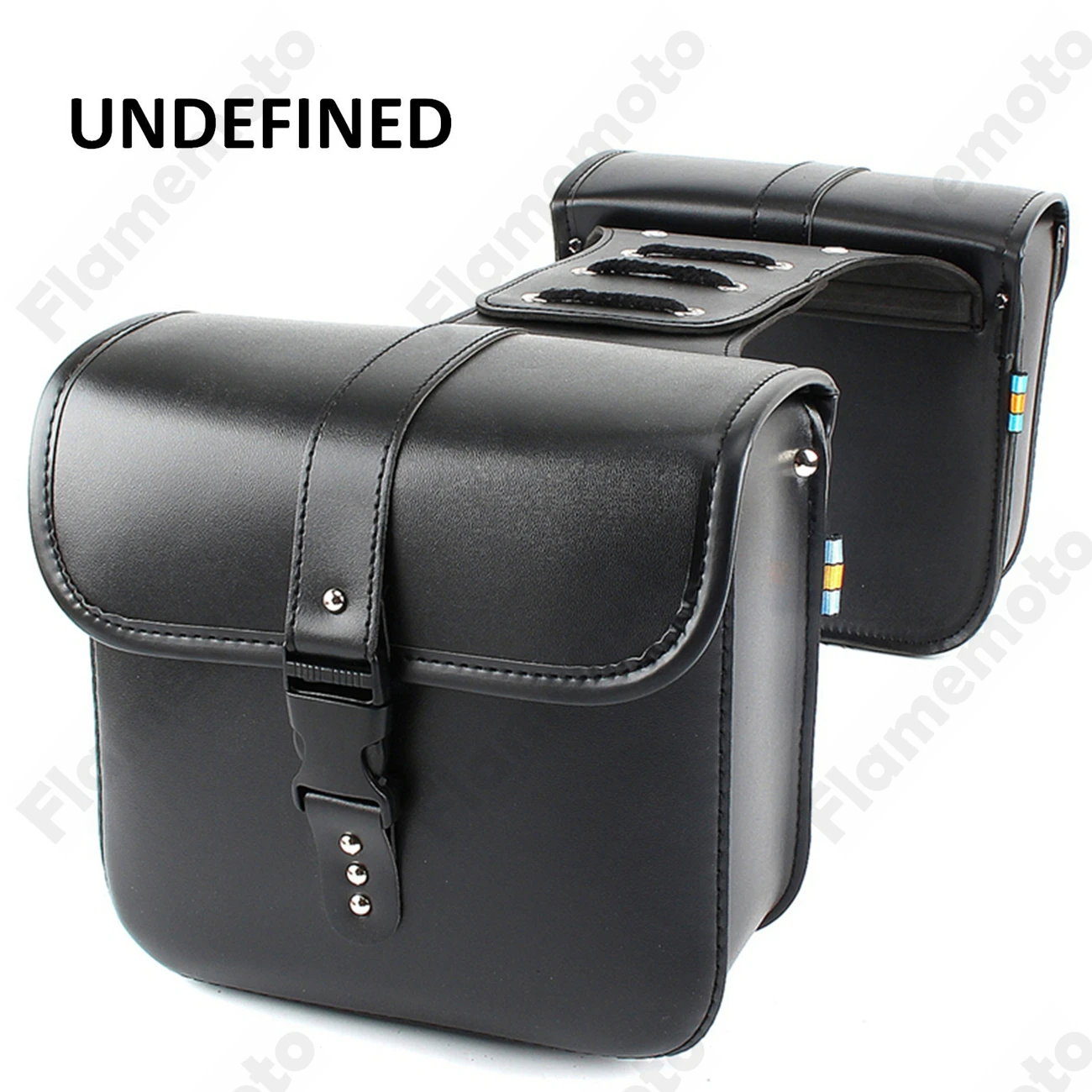 Black PU Leather Motorbike Accessories Parts Side Saddle Bags Tool Luggage Pannier Cruiser UNDEFINED