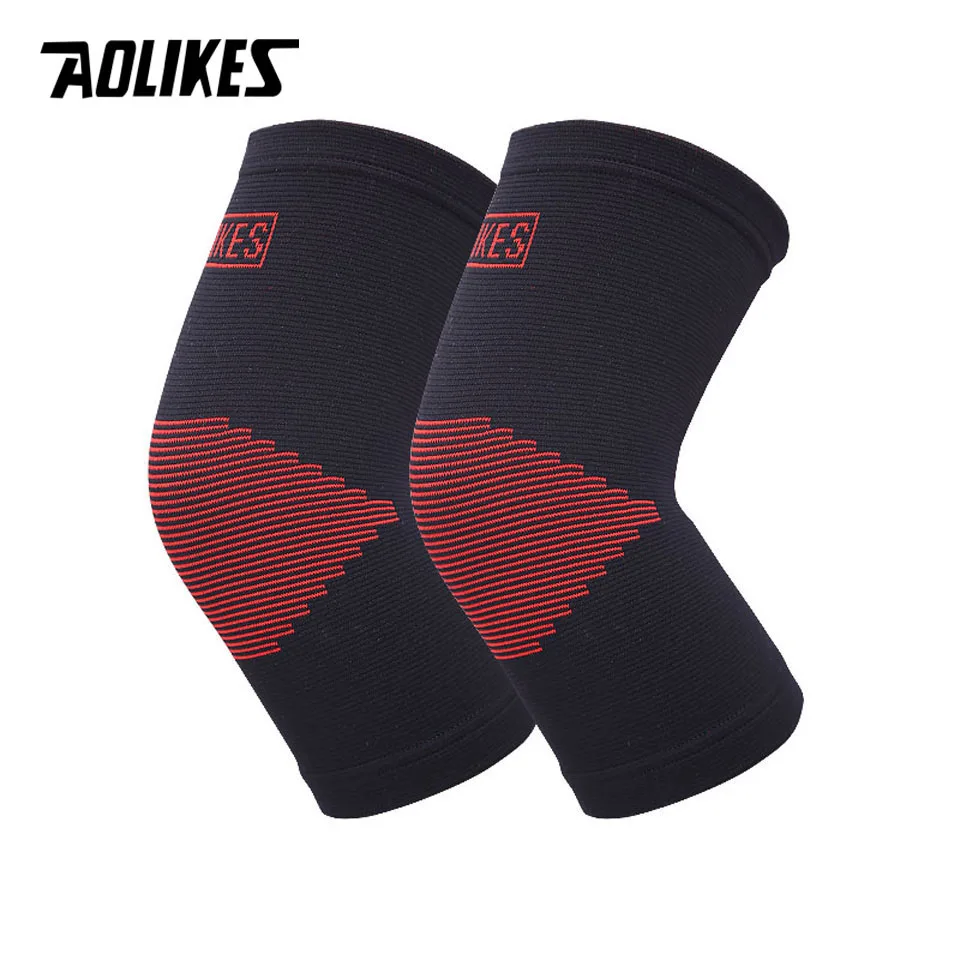 AOLIKES 1 пара эластичные спортивные танцевальные наколенники баскетбол нога колено рукав Поддержка брекет защита, Надколенник для волейбола - Цвет: Black