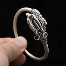 S925 Стерлинговое Серебряные ювелирные изделия винтажный тайский серебристый путешествие в стиле эпохи Тан Abdo Для мужчин прихода протектор тонкий сотрудников Для мужчин открытые браслет