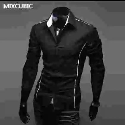

MIXCUBIC free shipping new Autumn College style Unique trim shirts men navy casual slim long-sleeved Cutting shirts men,M-3XL